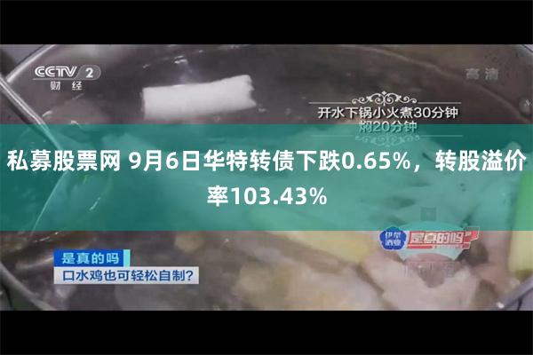 私募股票网 9月6日华特转债下跌0.65%，转股溢价率103