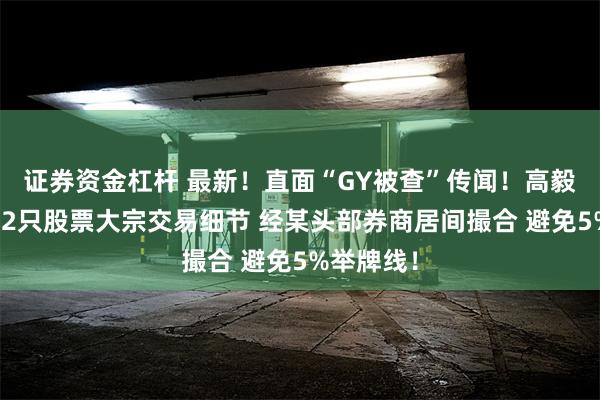 证券资金杠杆 最新！直面“GY被查”传闻！高毅资本详解2只股